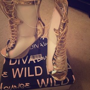 Wild Diva mesh and gold booties